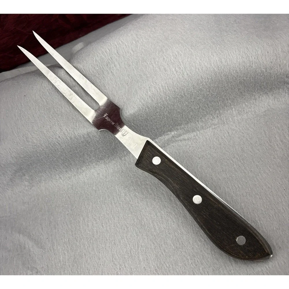 VTG Emperor Steel Stainless Meat Serving Fork‎ Wood Handle Household Japan 11